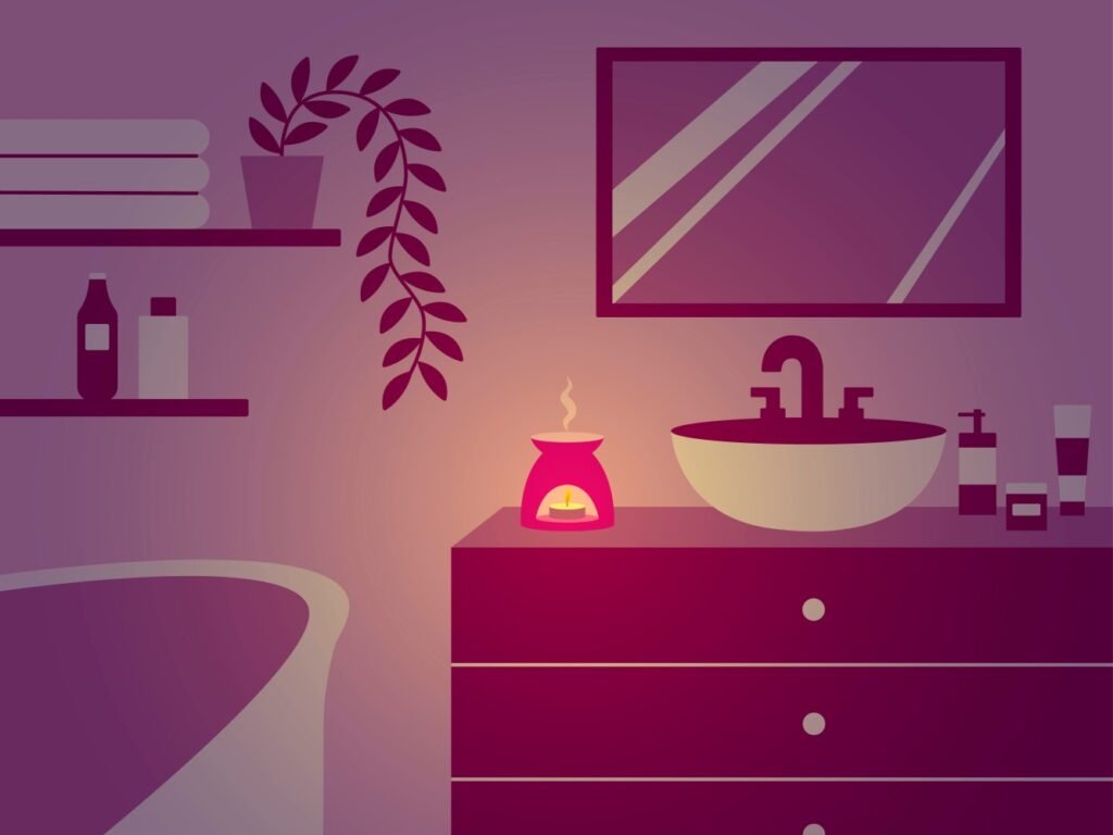 Candles are a great source of night lights. Here I show how I use them in my bathroom.